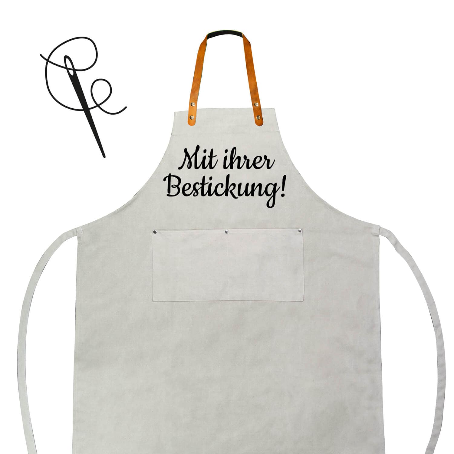 Produktbild von Grillschürze Oliv mit individueller Bestickung Ihres Wunschtextes