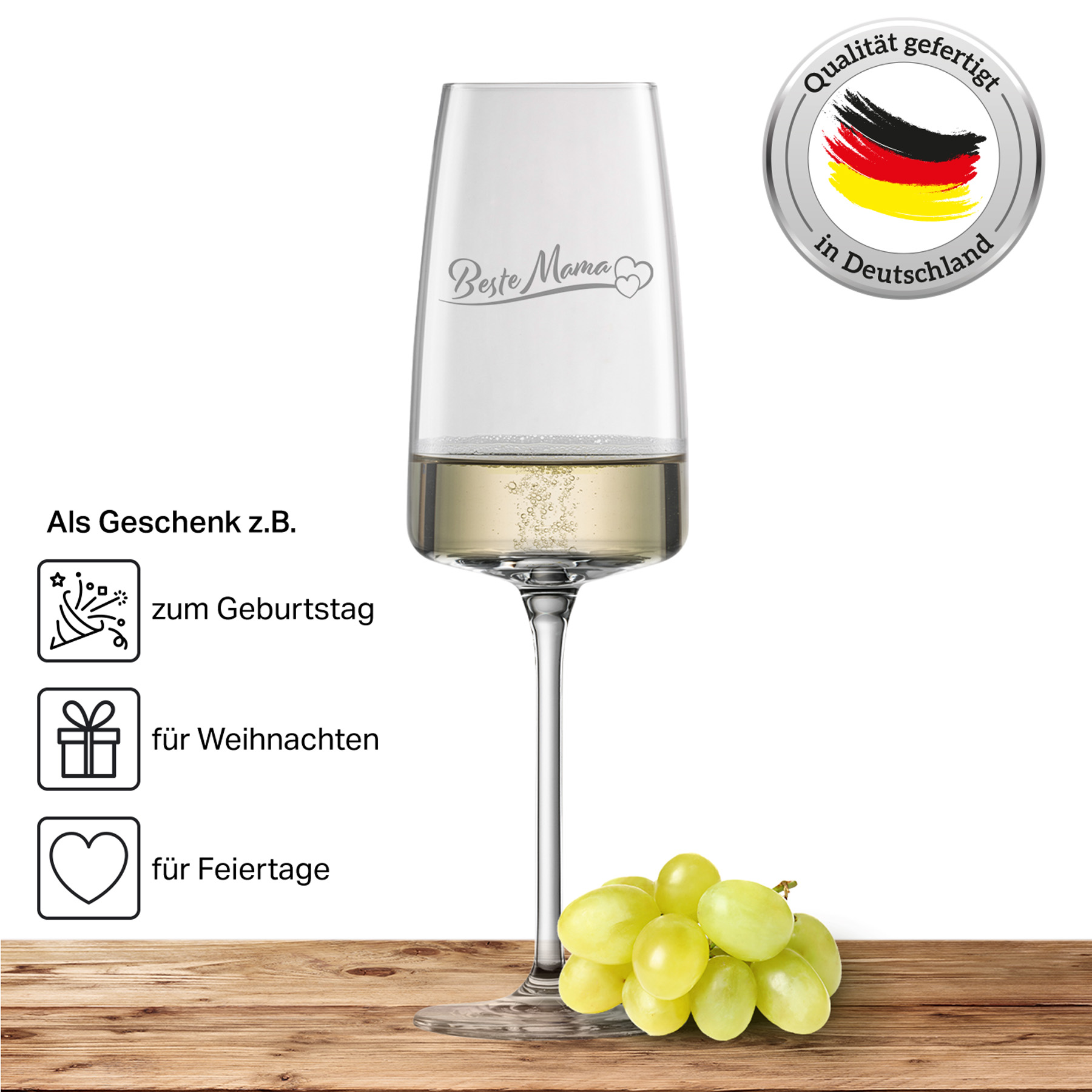Produktbild 5 von Schott Zwiesel Sekt- und Schaumweinglas VIVID SENSES 388ml "Beste Mama mit Herzen"