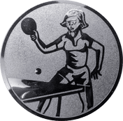 Emblem 25mm Tischtennisspielerin, silber