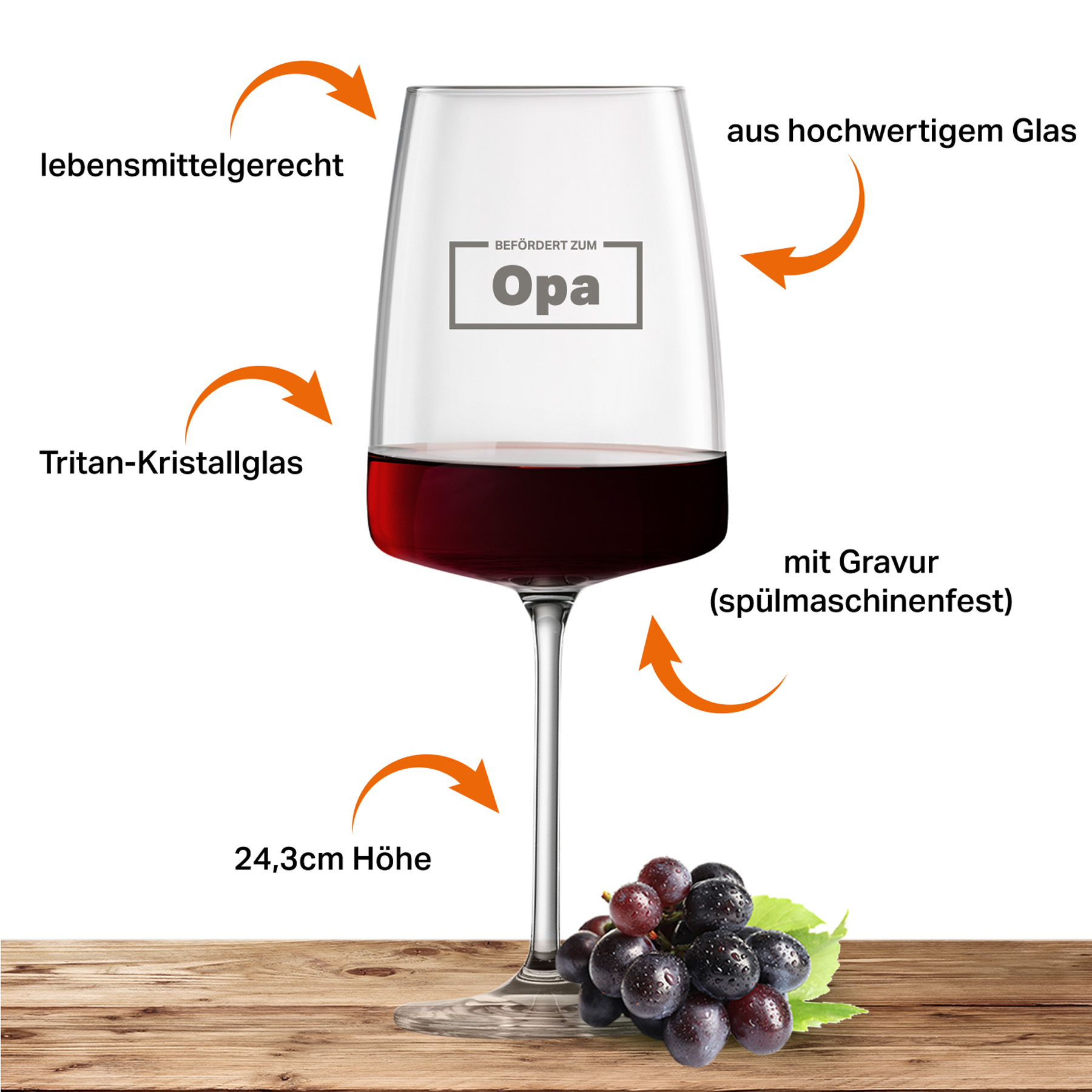 Produktbild 4 von Weinglas Schott Zwiesel Rotweinglas VIVID SENSES 660ml "befördert zum Opa"