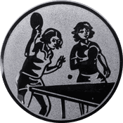 Emblem 25mm 2 Tischtennisspielerinen, silber