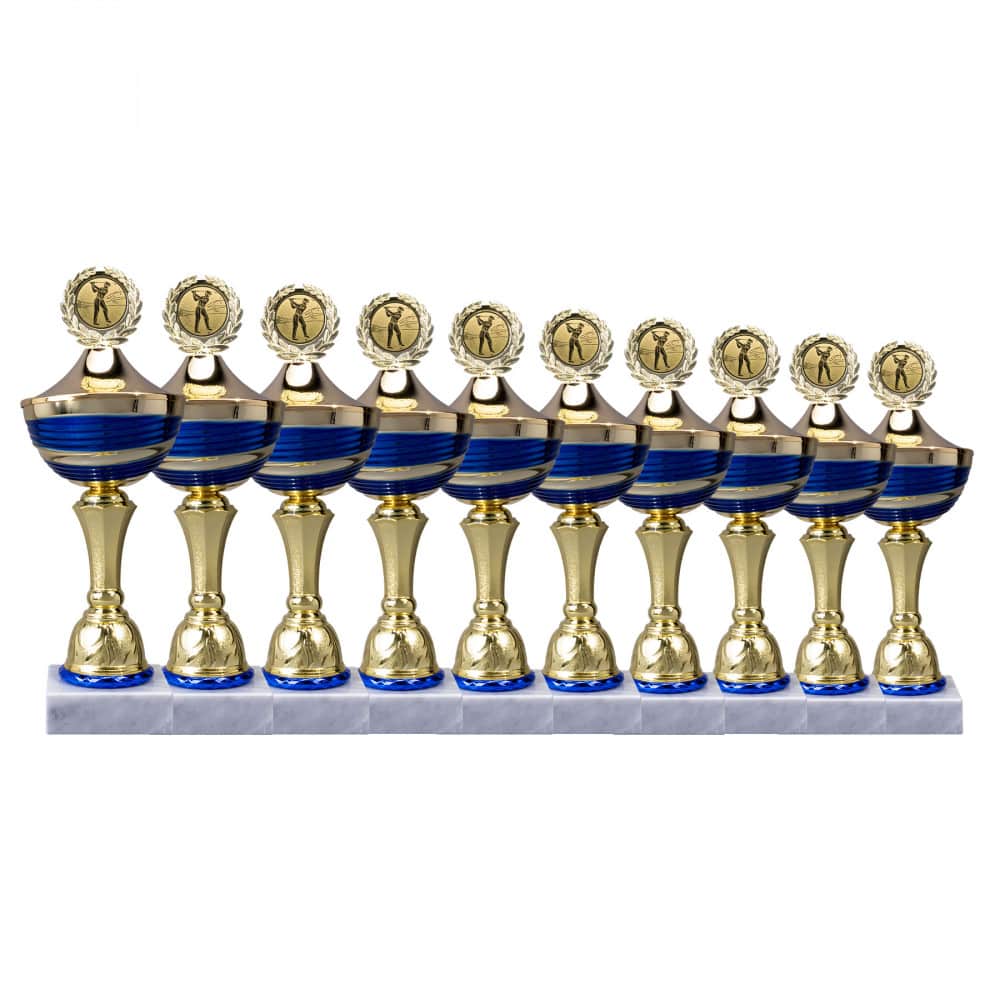 Pokale 10er Serie 56280 gold/blau mit Deckel