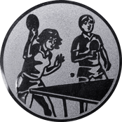 Emblem 25mm 2 Tischtennisspieler Mix, silber