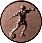 Emblem 25mm Fußballspieler m. Ball, 3D bronze