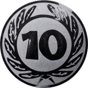 Emblem 25 mm Ehrenkranz mit 10, silber