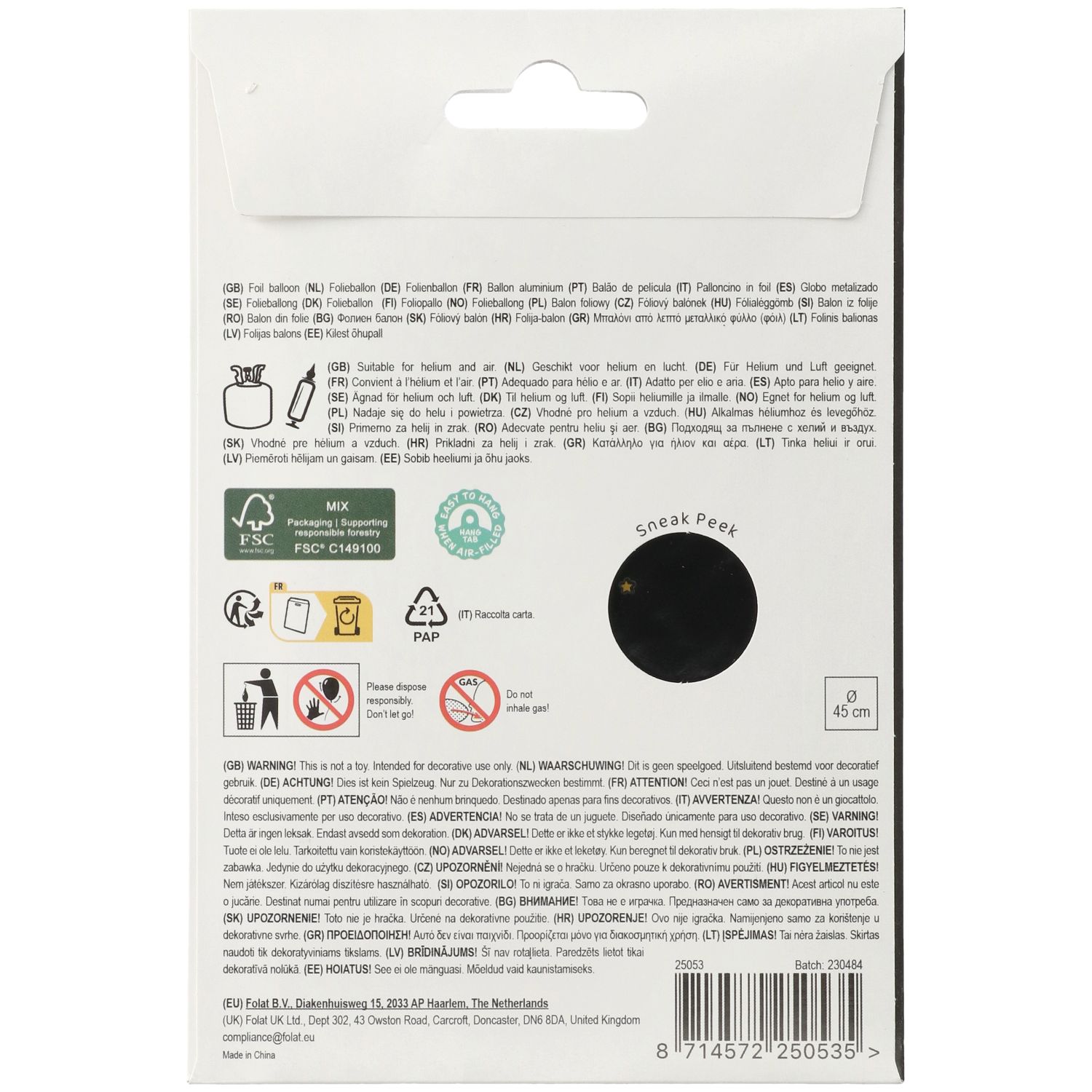 Produktbild 4 von Folienballon Happy Birthday - 45cm