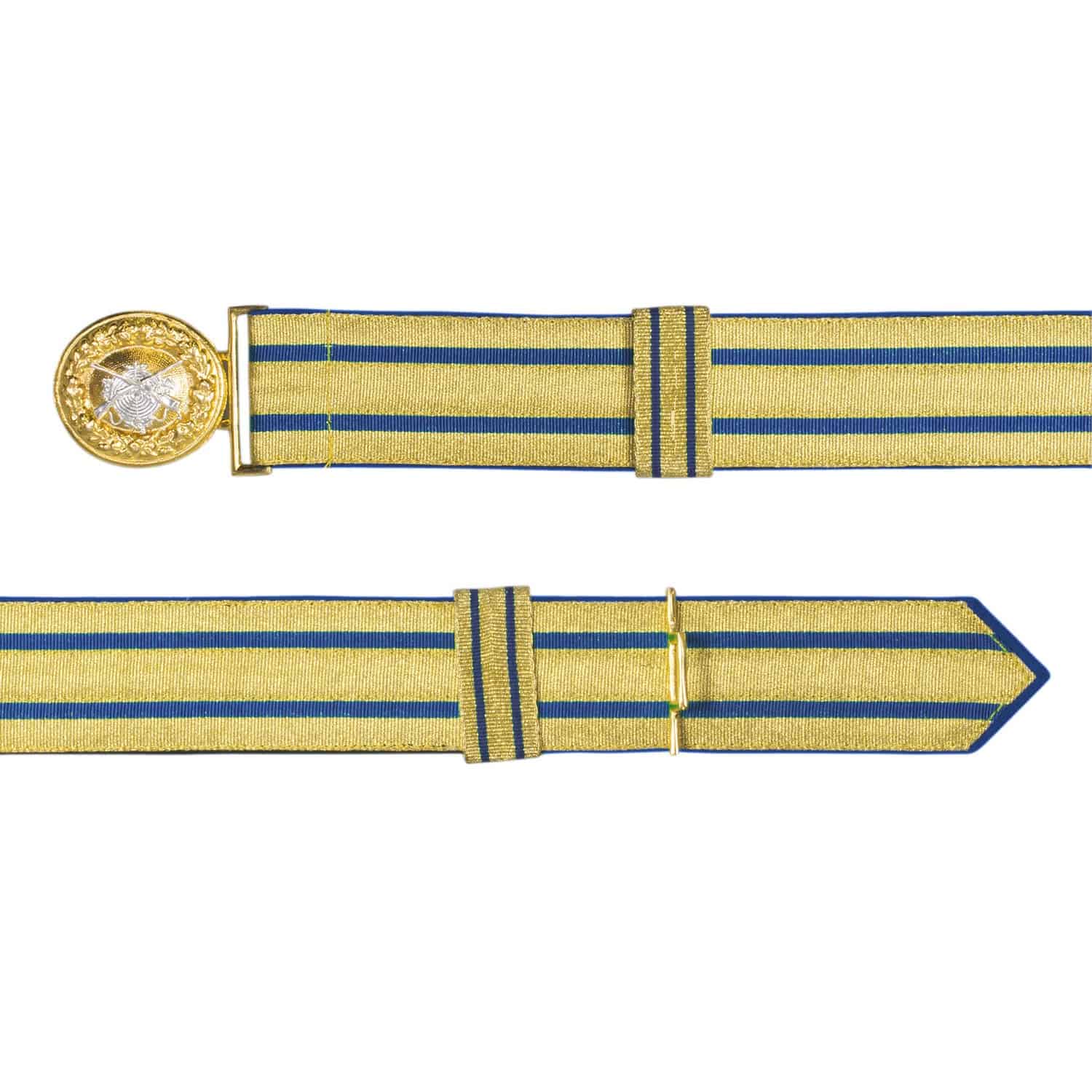 Hauptproduktbild von Feldbinde gold mit blauen Streifen (blau National)