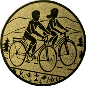 Emblem 25mm 2 Radfahrer, gold