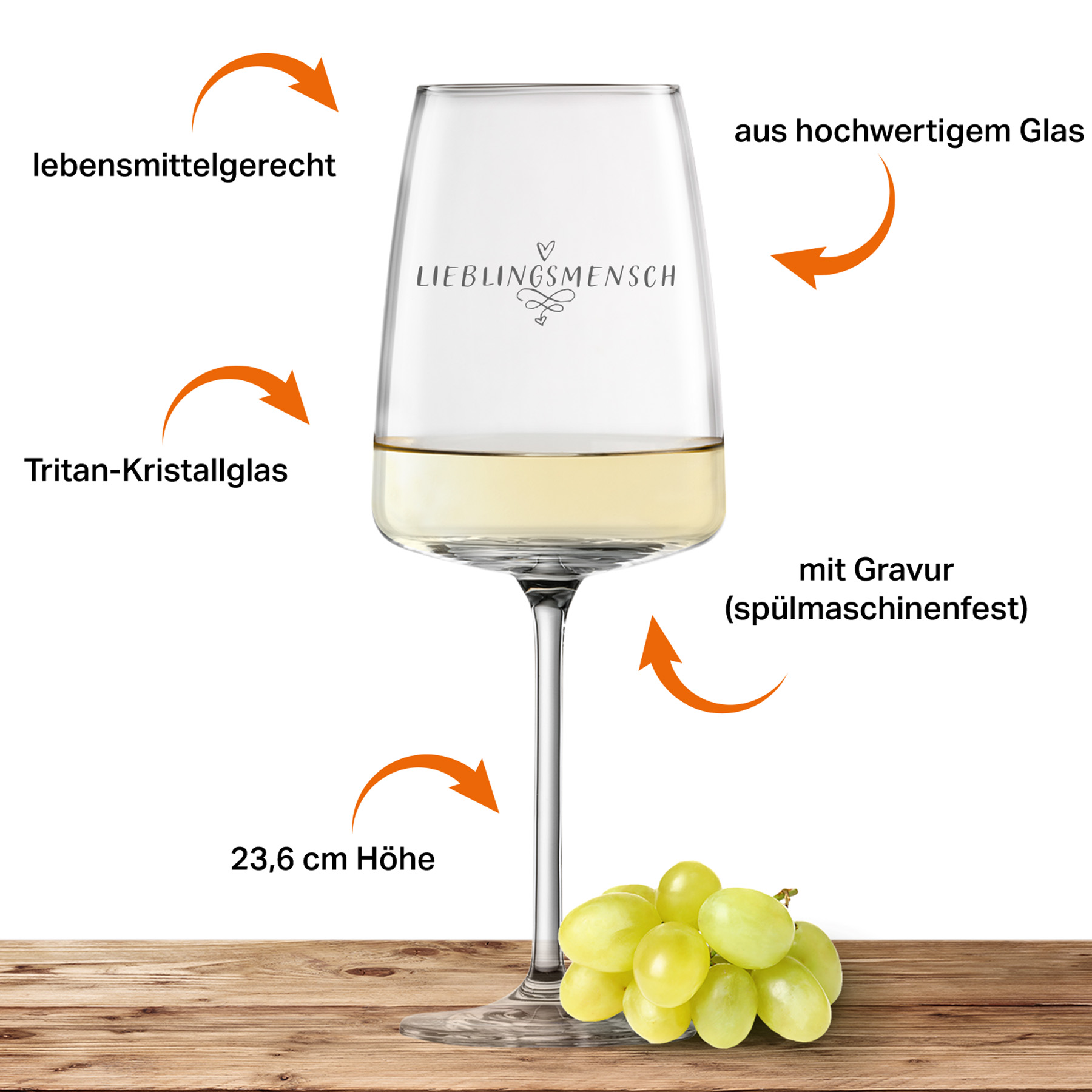 Produktbild 4 von Weinglas Zwiesel Glas Weißweinglas VIVID SENSES 535ml "Lieblingsmensch"