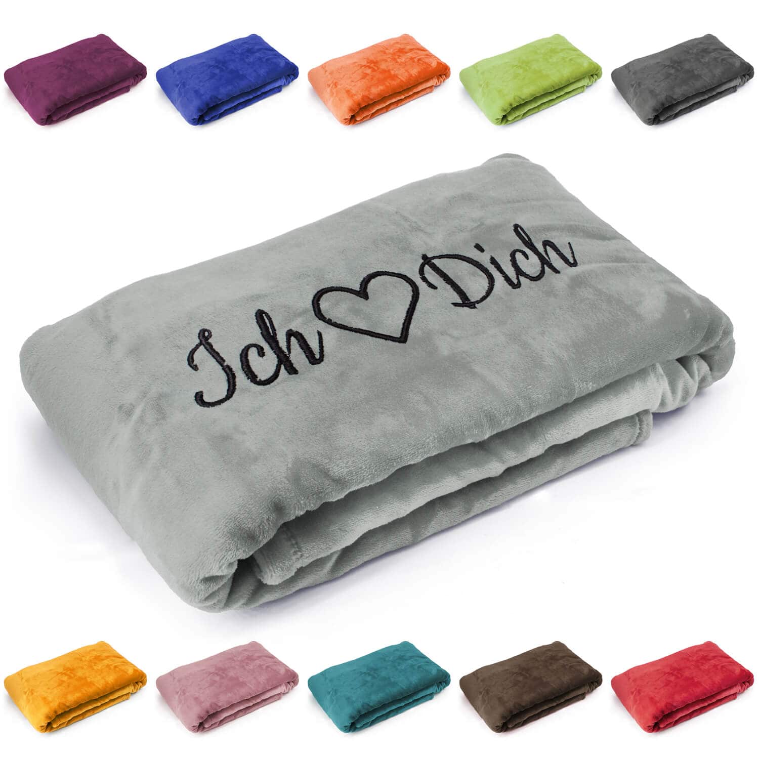 Produktbild 9 von Kuscheldecke "Ich liebe Dich" in verschiedenen Farben für Valentinstag
