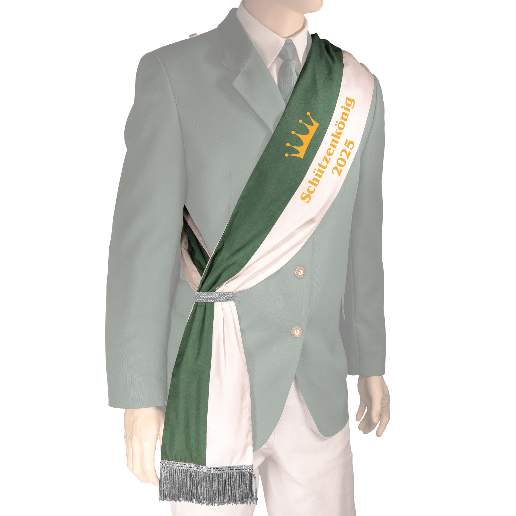 Schärpe grün/weiß aus Baumwolle - Schützenkönig