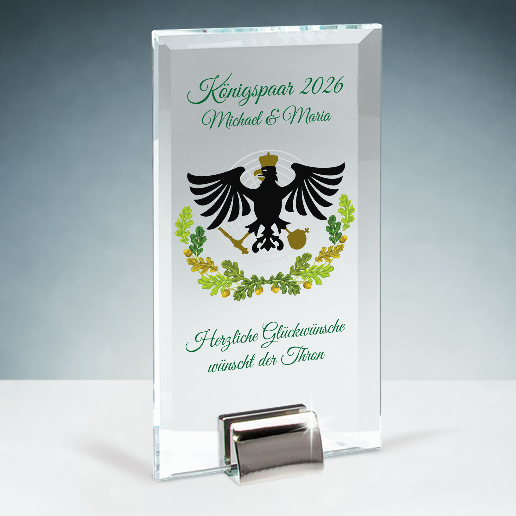 Produktbild von Glastrophäe „Schützenkönig & Königin“