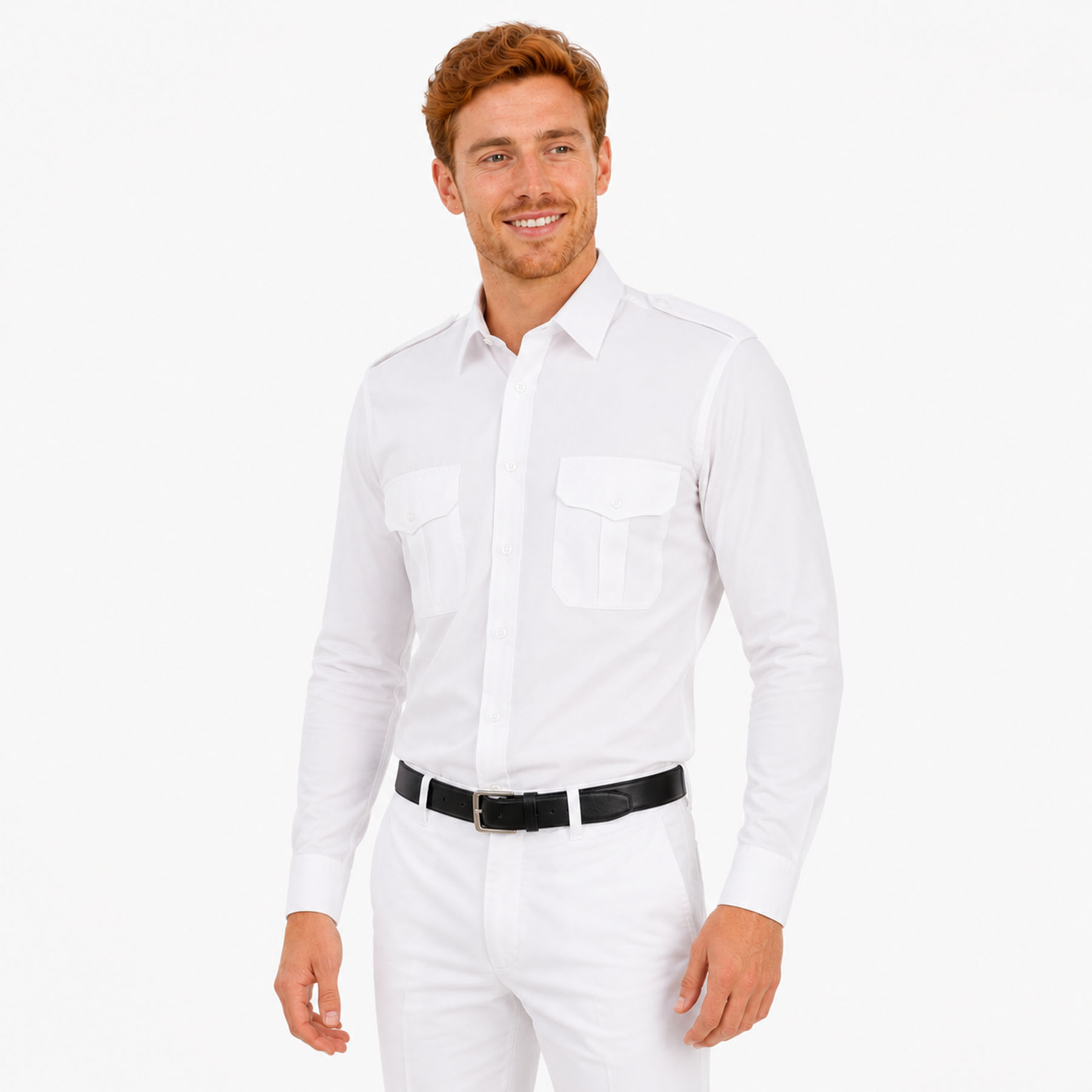 Produktbild von Schützenhemd - Pilotenhemd Langarm weiß Slim Fit