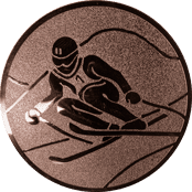 Emblem 25mm Skifahrer in Hocke, bronze