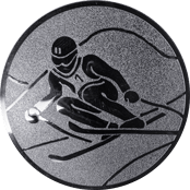 Emblem 25mm Skifahrer in Hocke, silber
