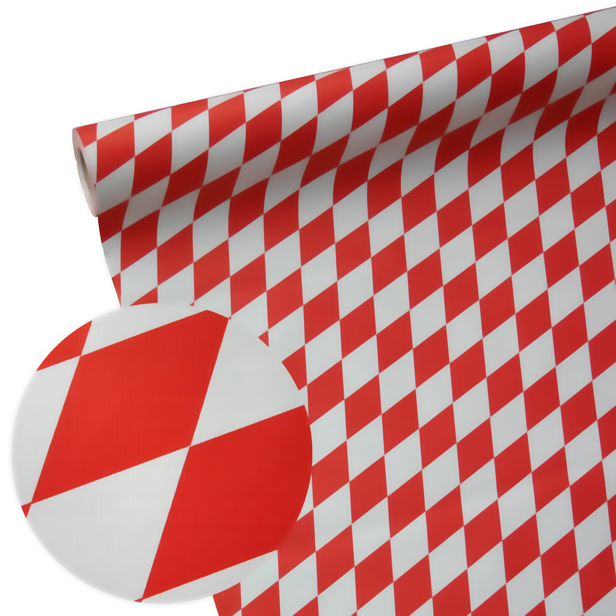 Produktbild von Papiertischdecke Raute rot-weiß wetterfest