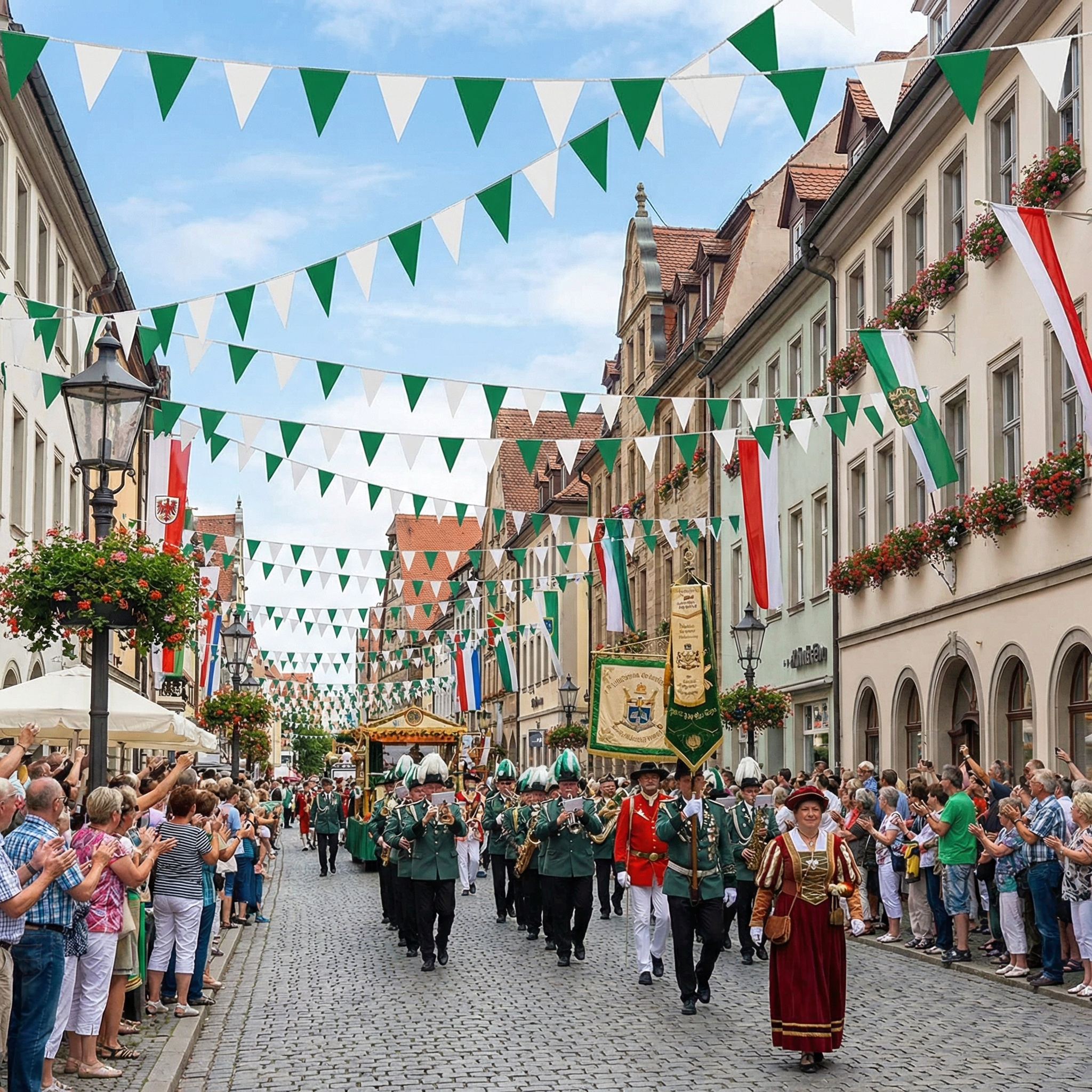 Wimpelkette XXL Grün-weiß Aus Stoff – 50 Meter, Wind- & Wetterfest, Extra Große Wimpel 30x45 Cm