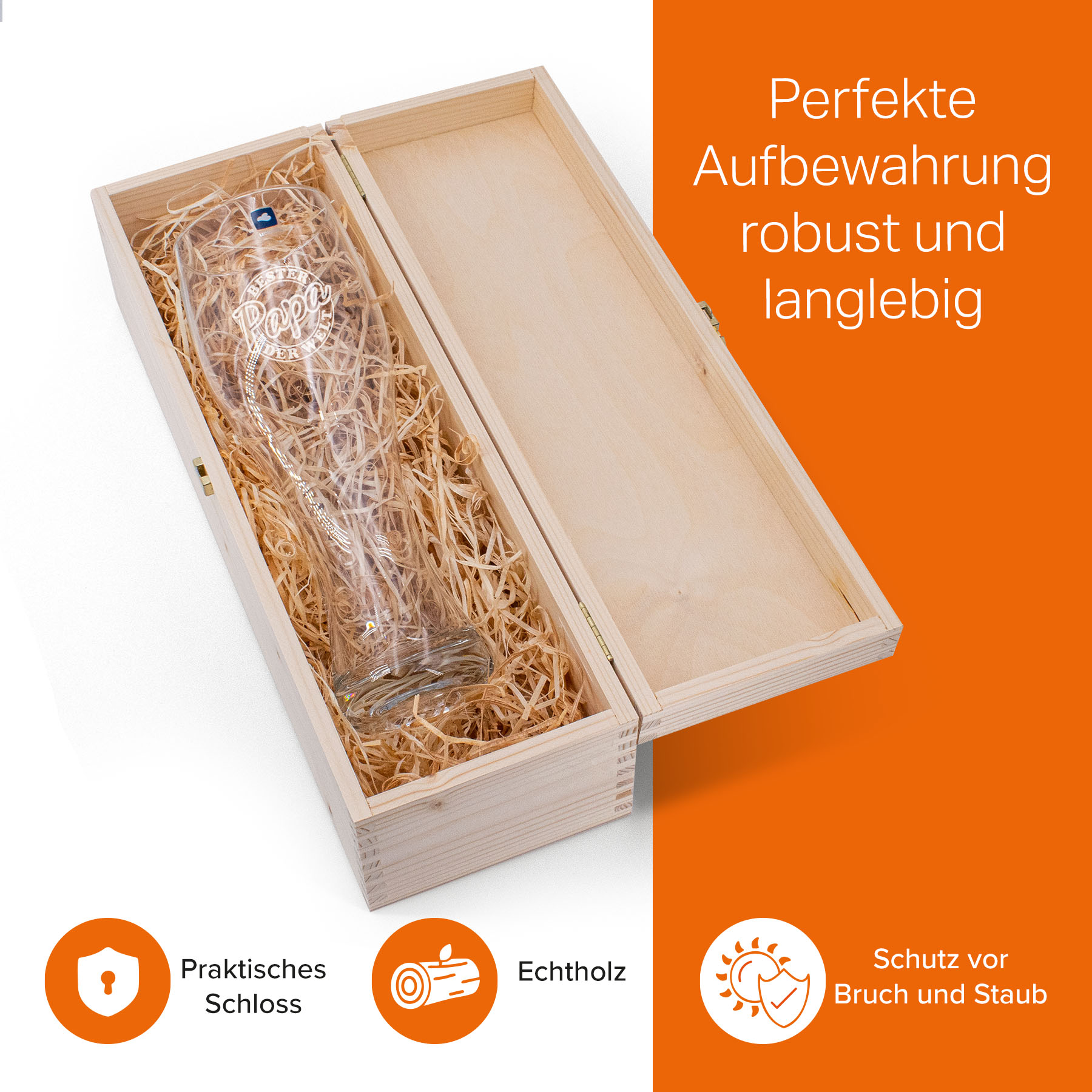 Produktbild 5 von Weizenglas-Holzkiste-Set mit Gravur und Bedruckung "Siegel Papa"