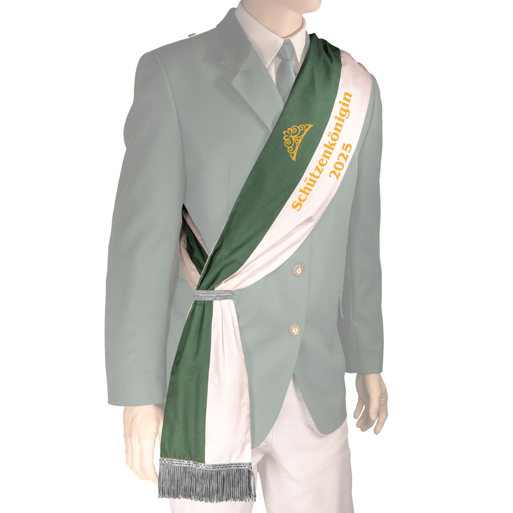 Schärpe grün/weiß aus Baumwolle - Schützenkönigin