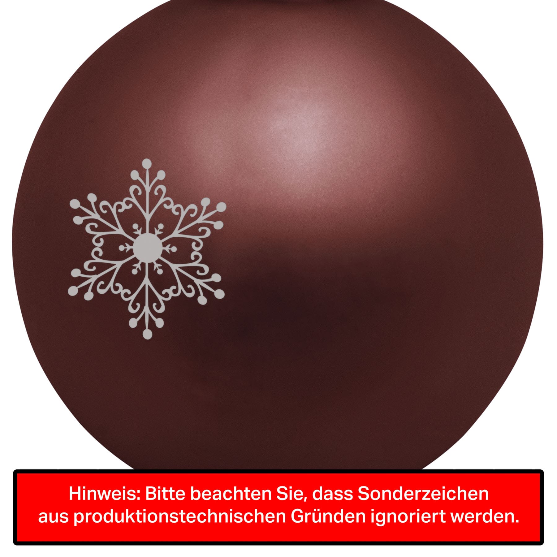 Weihnachtsbaumkugel aus Glas (matt) inklusive Wunschtextgravur & Schneeflocke