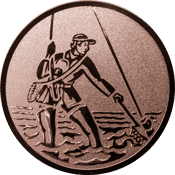 Emblem 50mm Fliegenangler im Wasser, bronze