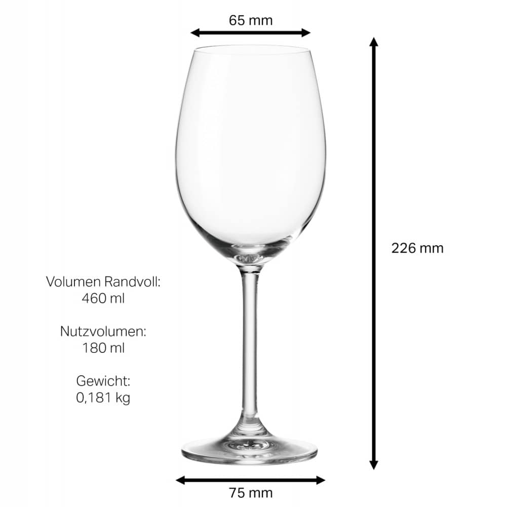 Leonardo Rotweinglas DAILY 460ml mit Namen oder Wunschtext graviert (Weinrebe)