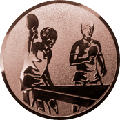 Emblem 25mm 2 Tischtennisspieler, bronze