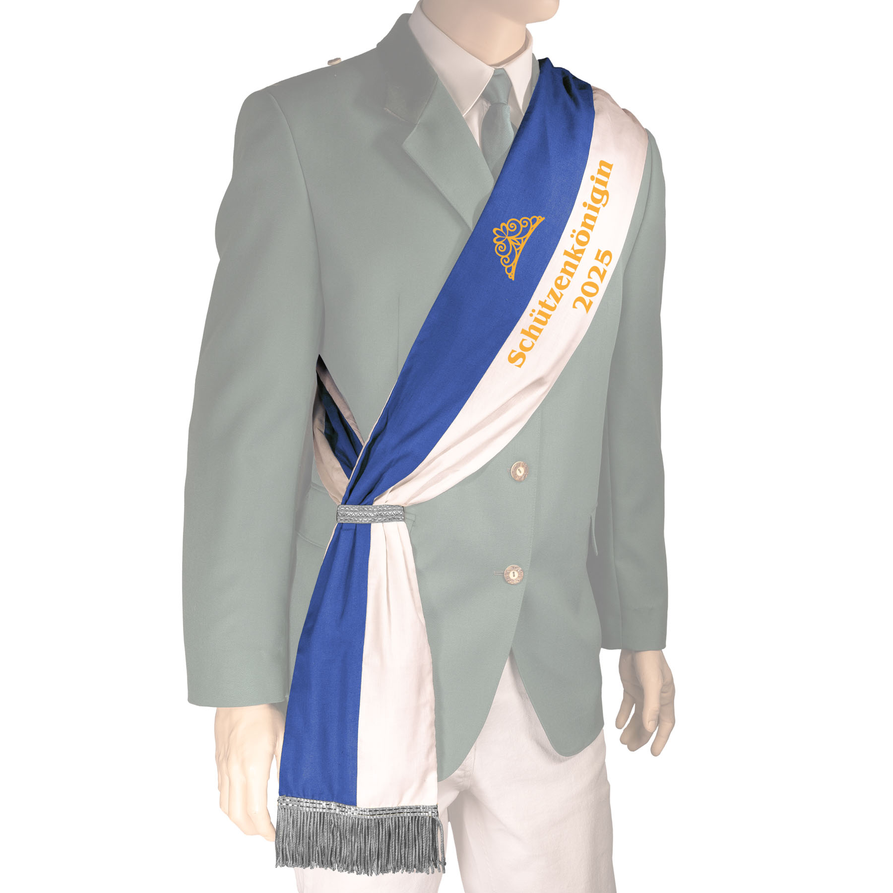 Schärpe blau/weiß aus Baumwolle - Schützenkönigin