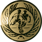 Emblem 25mm 2 Fußballer m. Ehrenkranz, gold