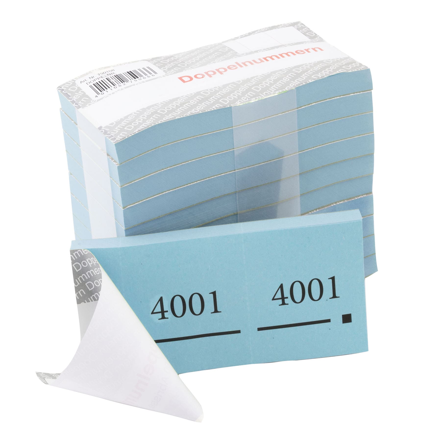 Produktbild von Nummernblocks = Doppelnummern 4001-5000, 10 Blocks mit 100 Abrissen, versch. Farben