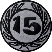 Emblem 25 mm Ehrenkranz mit 15, silber