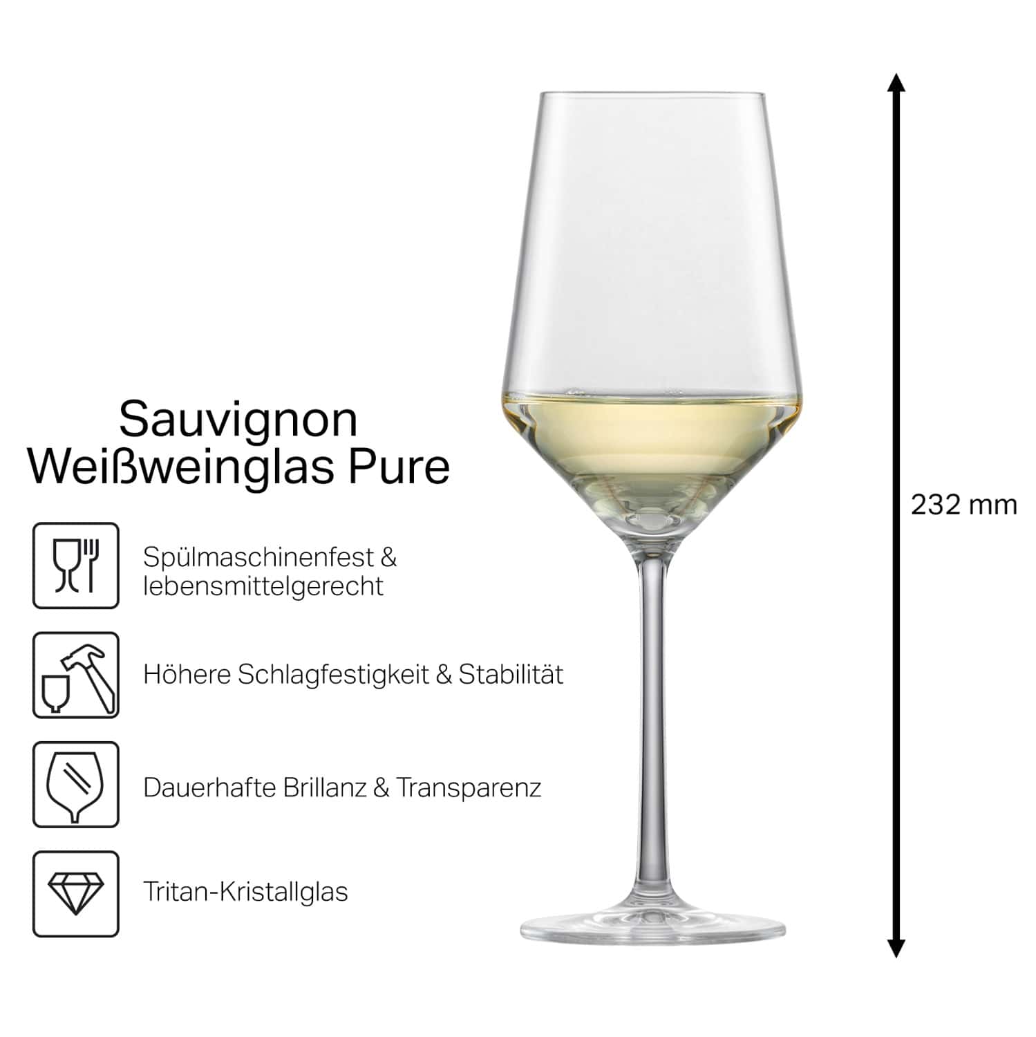 Schott Zwiesel Sauvignon Weißweinglas PURE mit Namen oder Wunschtext graviert (Weinrebe)