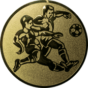 Emblem 25mm 2 Fußballspieler m. Ball, gold