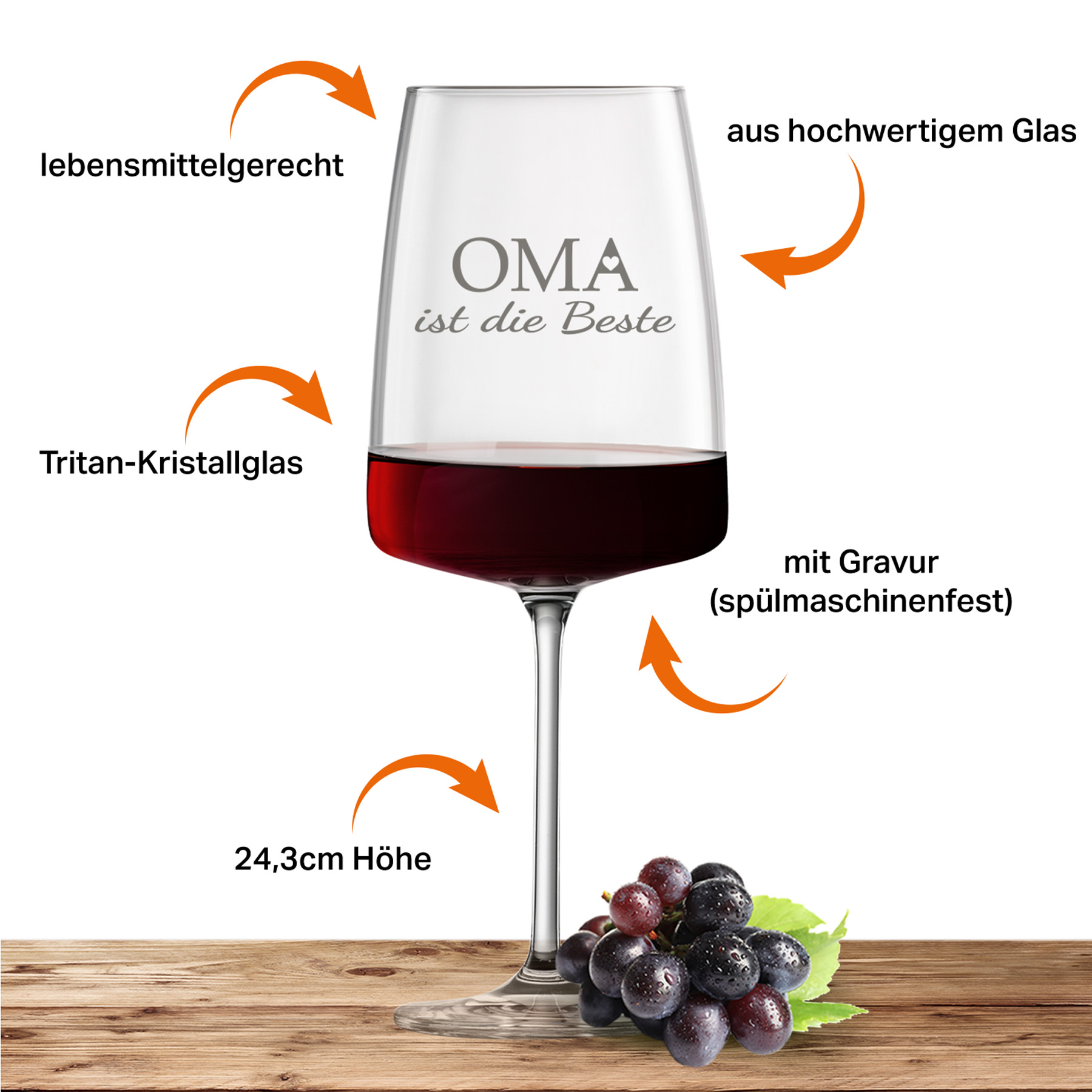 Produktbild 4 von Weinglas Schott Zwiesel Rotweinglas VIVID SENSES 660ml "Oma ist die Beste"