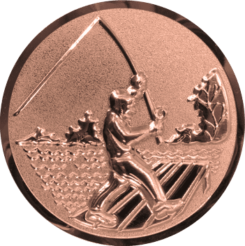 Emblem 50mm Angler beim Wurf, bronze 3D