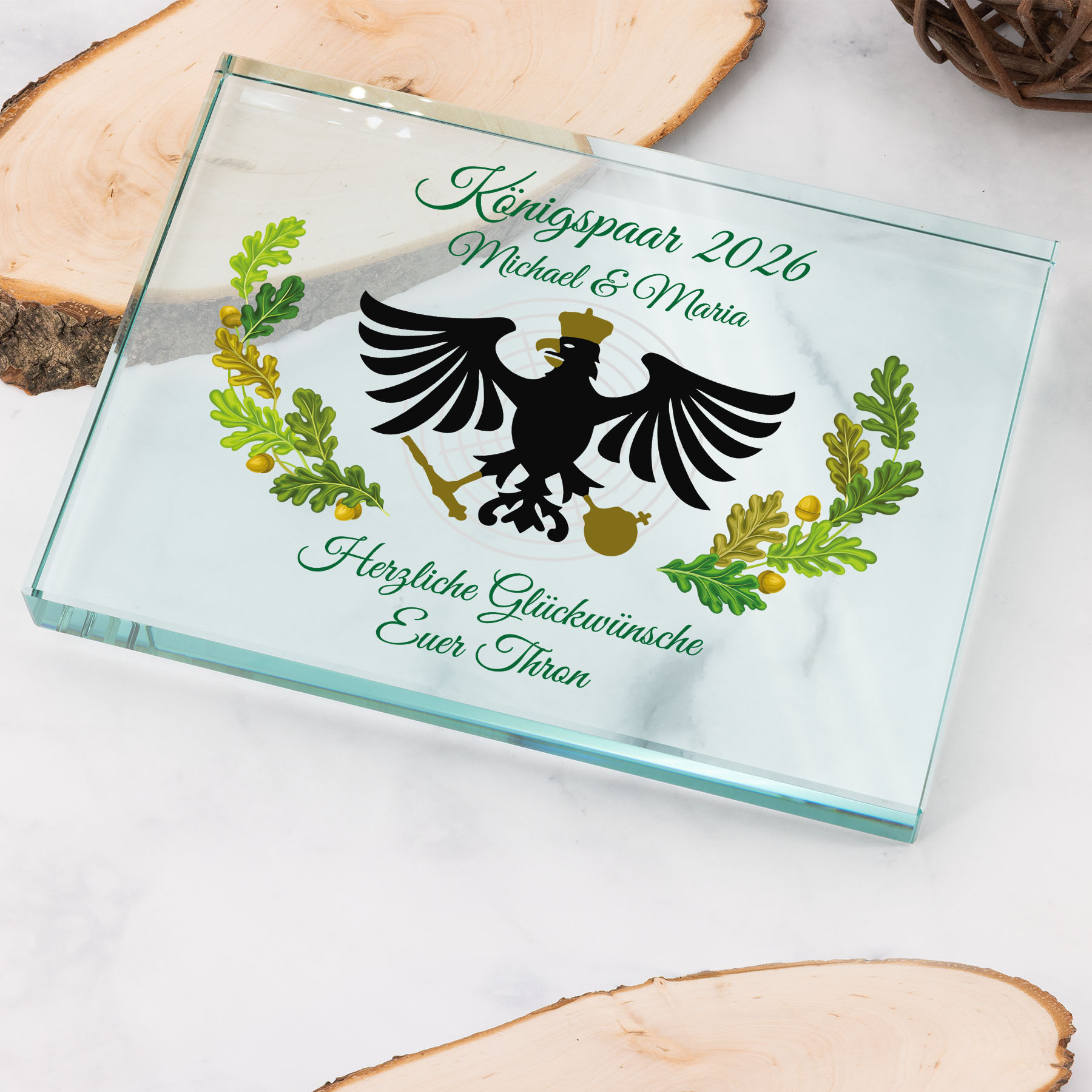 Produktbild von Glastrophäe „Schützenkönig & Königin“
