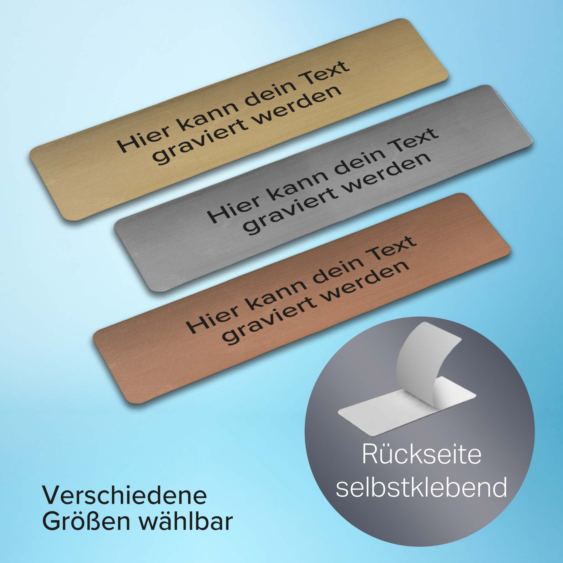 Produktbild von Gravurschild / Pokalschild selbstklebend | verschiedene Größe | in gold, silber, bronze