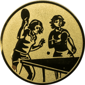 Emblem 25mm 2 Tischtennisspielerinen, gold