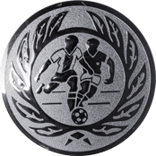 Emblem 25mm 2 Fußballer m. Ehrenkranz, silber