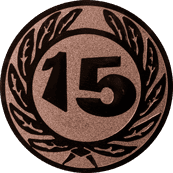 Emblem 25 mm Ehrenkranz mit 15, bronze
