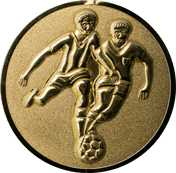 Emblem 25mm 2 Fußballer 3D, gold
