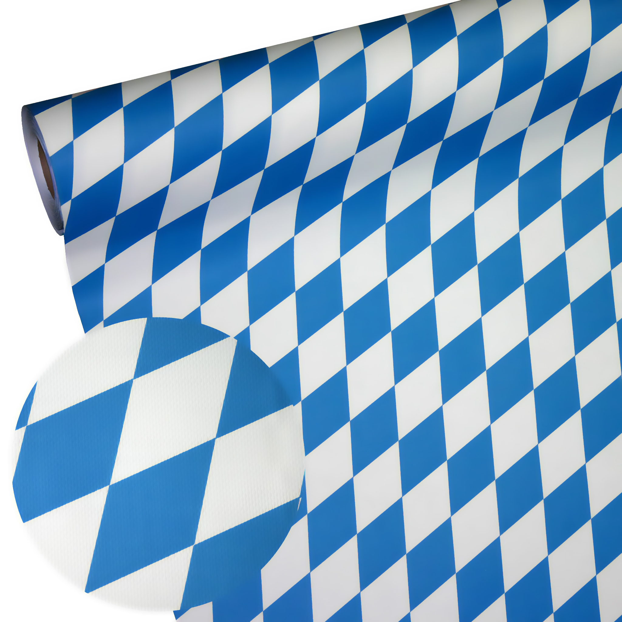 Produktbild von Papiertischdecke Raute blau-weiß wetterfest