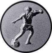 Emblem 25mm Fußballspieler m. Ball, 3D silber