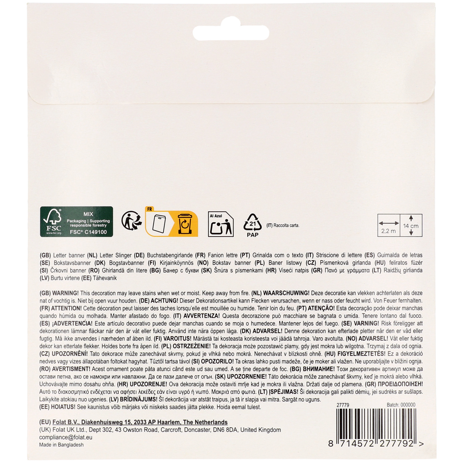 Produktbild 3 von Buchstabengirlande - "HERZLICH WILLKOMMEN" - 2,6 m