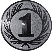 Emblem 25 mm Ehrenkranz mit 1, silber