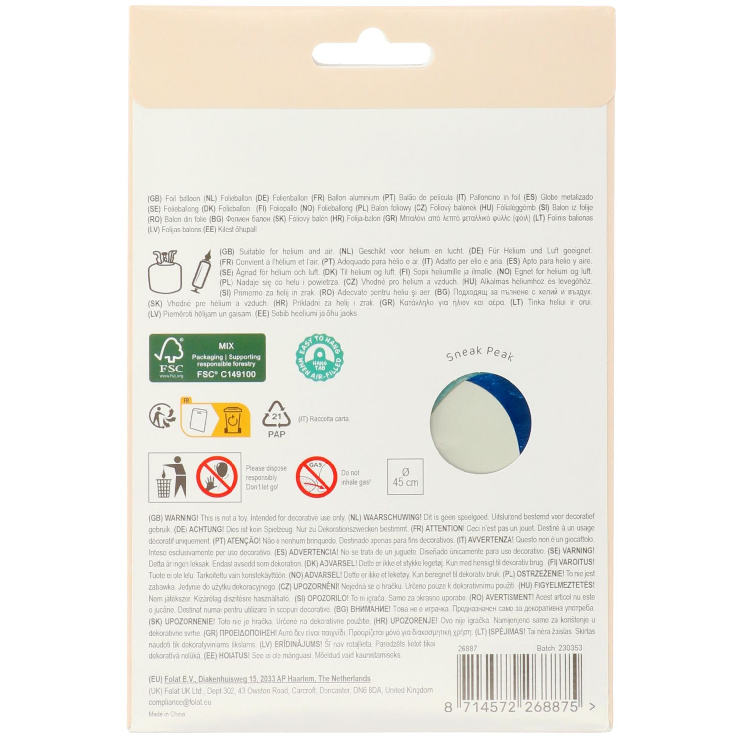 Produktbild 2 von Folienballon 40. Geburtstag - 45cm