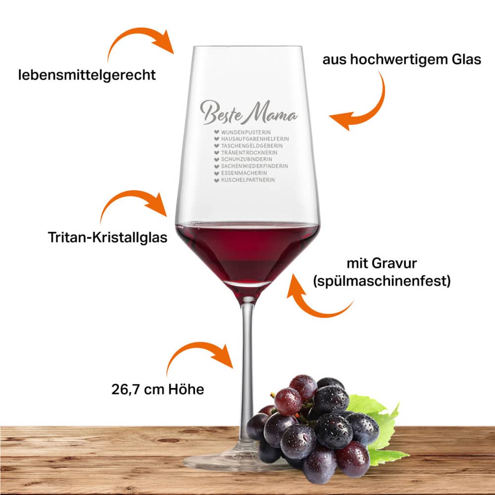 Schott Zwiesel Bordeaux Rotweinglas PURE "Beste Mama Checkliste"