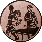 Emblem 25mm 2 Tischtennisspieler Mix, bronze