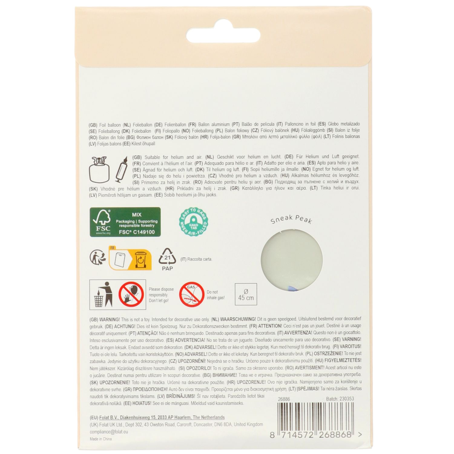 Produktbild 2 von Folienballon 30. Geburtstag - 45cm