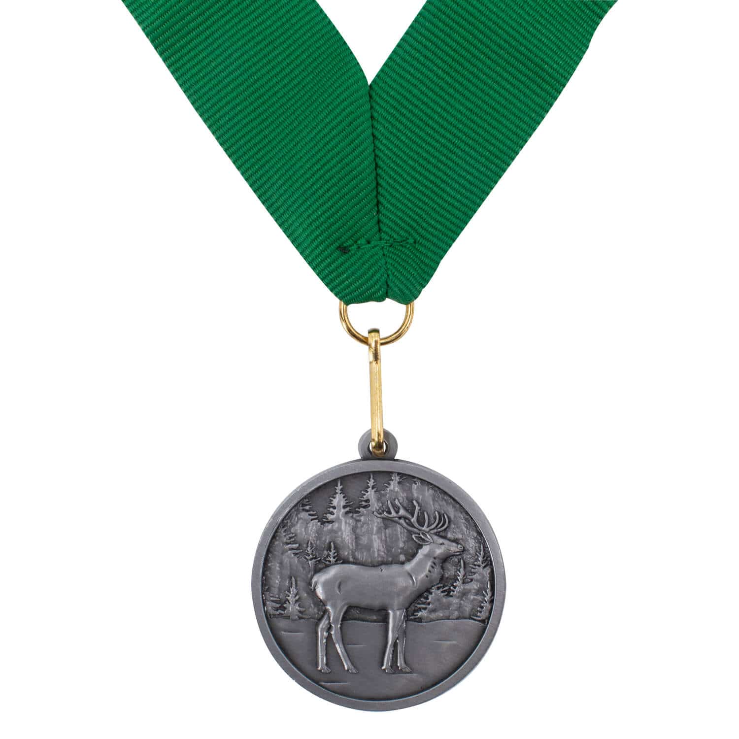 Jagdscheibe "Weidmann" mit Jagd-Medaillen und grünem Band
